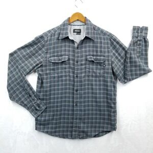 Marmot Men Shirt M Gray Cotton‎ Fairfax Plaid Long Sleeve Flannel Outdoor Cabin
